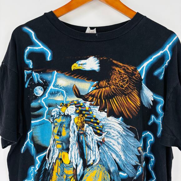 Vintage American Thunder Eagle AOP Size XL Single Stitch Lightning 90’s - Picture 3 of 12